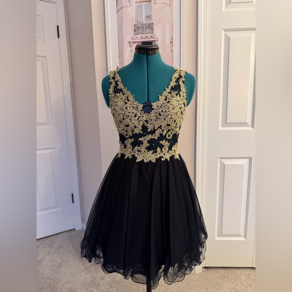 Stacy Sklar Navy and Gold Mini Dress